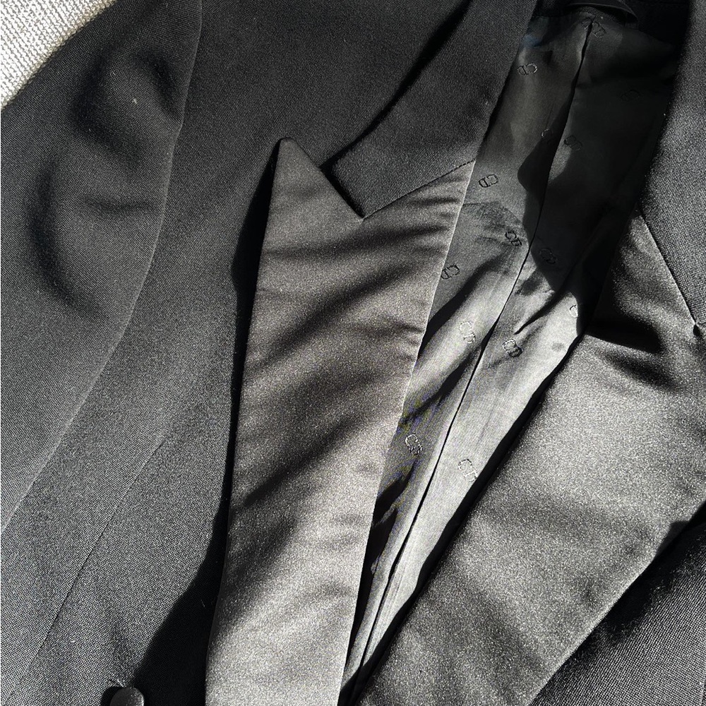 Vintage Christian Dior Monsieur Tuxedo Double Breasted Wool Blazer Jacket. Black - Picture 3 of 7